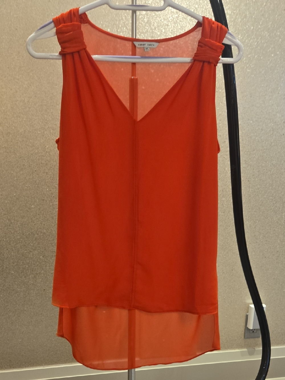 Naked Zebra Red Sleeveless V-Neck Chiffon Camisole